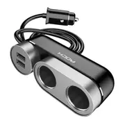 2 In 1 Dual Usb Car Cigarette Lighter Splitter Phone Charger Socket Version 4.8A(Black)