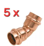 Lot Of 5 ProPress 45 Deg Elbow, Copper, 1/2" x 1/2"