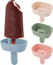 4 Pack Drip-Free Silicone Popsicle Holders, Popsicle Holder with Straw, with 2