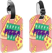 [WOSHJIUK] Luggage Tags,2 Pack Labels Suitcase Tags,Celebrate Pizza Day,Luggage Tags Privacy Protection Travel Bag Tag
