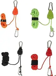 Tent Guyline Rope, Reflective Nylon Camping Tent Rope with Aluminum Alloy Buckle, 4 Meters Adjustable Built in PA6 Pulley Canopy Pull Rope for Camping (Orange)
