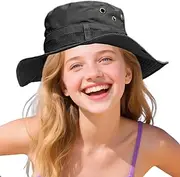 [Generic] Fisherman Hat, Foldable Fishing Hat Beach Cap, Breathable UV Protection Headwear Adjustable for Men Women Hiking Outdoor Black