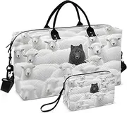 [ZRYSMY] Duffel Bag for Traveling, Group Sheep Wolf Travel Bag Gym Bag, with Multiple Interior Pockets Shoulder Weekender Bag for Women Men with Toiletry Bag 20.5L x 1.9W x 13.8H, Multi-Colored, one