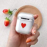 Air Smart Headphones Bluetooth Earphone Red Heart Pattern Shockproof Coloured Drawing PC Protective Case for Apple AirPods 1/2