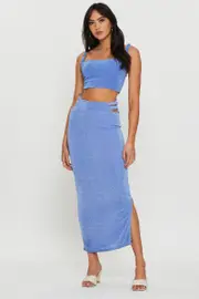 Purple Maxi Skirt Side Split - Size 10, Women's Short Mw Bodycon