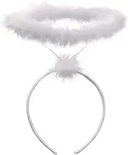 White Angel Halo Headband - Feathered Angel Halo - Halloween Headband - Angel Costume Accessories - Angel Costume for Women, Men and Kids