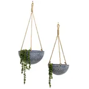 2x Willow & Silk Nested Hanging Pot/Planters Metal Garden/Home Decor 73/60cm