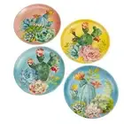 Desert Cactus Succulents Melamine Matte 8.5in Salad Dessert Side Plates Set of 4