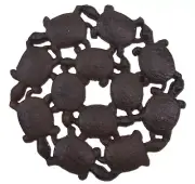 Decorative Baby Turtles Stepping Stone Rust Cast Iron Yard Garden Decor 10.25"