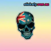Aussie Flag Skull Sticker | Vinyl Car Decal Funny Aussie Meme Adult Humor