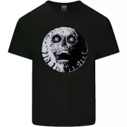 Skull Moon Gothic Halloween Zombie Biker Kids T-Shirt Childrens