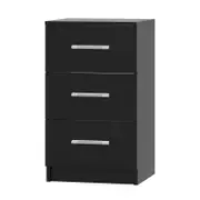 Advwin Bedside Table 3 Drawers 66cm Height Nightstand Storage Cabinet Black