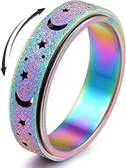 OreilleStar Anxiety Ring for Women Spinner Ring: Fidget Ring Anxiety Relief Items Spinner Rings for Anxiety Fidget Rings for Anxiety for Women Anti Anxiety Fidget Ring Men Teens Moon Star Rose Gold