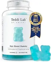 Unichi Hair Boost Gummy, 5200mcg Biotin Formulated with Zinc, Pantothenic Acid and Vitamin A, C, E for Stronger and Thicker Hair for Women, 60 Count