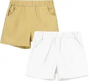 [HahaNice] Toddler Boys Chino Shorts - Summer Cloths Twill Shorts for Kids