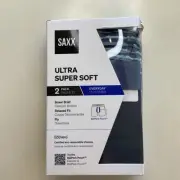 NWT Mens SAXX Ultra Super Soft Boxer Briefs 2 Pack Blue M