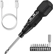 ORIA Electric Screwdriver, Rechargeable Screwdriver Set with Multiple Bits, Cordless Repair Tool Kits with LED Work Light, Charging Cable, Portable Screwdriver for Phones,Toys, PC Repair or DIY -Black