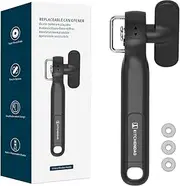 KITCHENDAO Replaceable Can Opener with 3 Extra Blades, Safe Cut Can Opener, Smooth Edge Manual Side Cut Can Opener, No Sharp Edges Handheld Tin Opener with Super Sharp Replaceable Blade, Black