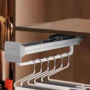 Extendable Pull Out Closet Rod, Bearing 45kg Retractable Wardrobe Hanger, Cold Rolled Steel Adjustable Pants Rack, Damping Silent Slide Clothes Rail, Sliding Storage Clothes Hanger (Color : Gray,