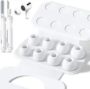 4 Pairs Replacement Ear Tips for AirPods Pro 2nd/1st Generation with Portable Storage Box & Cleaner Pen,Noise Reduction Holewith & Built-in dust Guard Screen,Silicone Ear Tips for AirPods Pro (White)