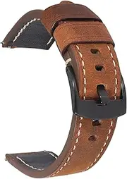 [MGTCAR] 22mm 20mm Vintage Genuine Leather Wrist Band Strap for Garmin Vivoactive 4 3 Music/Venu SQ 2 Plus/Forerunner 245 645 M Watchband