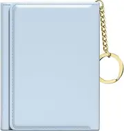 [Rouidr] Womens Wallet, Small Slim RFID Card Wallets for Women, Trifold Leather Clutch Card Wallet Organizer, Cute Front Pocket Purse with 7 Card Slots & ID Window & Keychain, Z-Blue, Modern