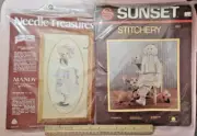 VTG Lot of 2 Doll Craft Kits, Needle Treasures "Mandy" , Sunset "Elizabeth"
