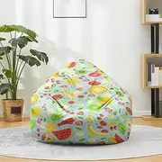 Morbuy Bean Bag Cover 3D Summer Fruits Print Sofa Cover Lazy Lounger Bean Bag No Filler Detachable Washable Puff Sofa Lounge Recliner for Living Room, Children's Room (Banana,XL)
