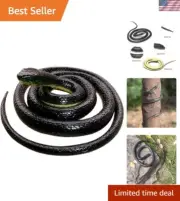 52-Inch Realistic Rubber Black Snake Toy for Garden Decoration and Pranks