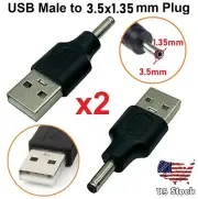 2x USB 2.0 A Male To 3.5x1.35mm Male Plug 5V DC Power Supply Adapter Connector