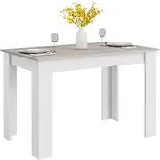 Giantex 47 Inch Dining Room Table, Wooden Dining Table for Small Spaces, Modern Kitchen Table, Rectangular Dinner Table for Kitchen, Dining Room, Living Room, Easy Assembly (White & Light Gray)