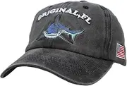 [WITHMOONS] Shark Embroidery Baseball Cap USA Flag Plain Dad Hat YZ10086