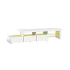 Oikiture TV Stand Cabinet Entertainment Unit RGB LED Gloss White 220cm