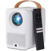 KODAK FLIK HD9 Smart Projector, White Portable Movie Projector with Android TV