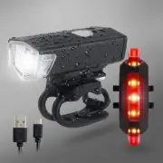 Bike Bicycle Light USB LED Rechargeable Set Road Front Back Headlight Lamp Tsh