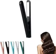 Dualglam Mini Dual-Purpose Curling Iron, Curling Iron For Short Hair, Upgrade 2-in-1 Portable Wand and Flat, Hair Straightener For All Hairstyle (Black)