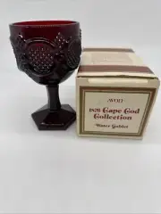 Vintage 1876 Cape Cod Ruby Red Mini Wine Goblets 6” Avon Mfg 1982 NIB NOS