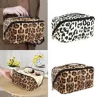 PU Leather Leopard Print Makeup Case Waterproof Make Up Bags Women Lady Girl
