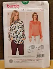 Burda Style 6697 Sewing Patterns Women's Tops/ Blouse Long Sleeves Sz 8-20 Uncut