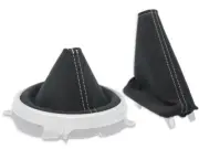FOR MAZDA MX-5 MX5 NC 05-14 GEAR BOOT + HANDBRAKE GAITER ALCANTARA STITCH WHITE