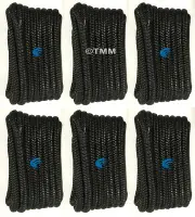 (6) Black Double Braided 1/2" x 20' ft HQ Boat Marine DOCK LINES Mooring Ropes
