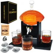 Football Whiskey Decanter Set with Glasses Spout 4Chiller,47oz Whiskey Decant...