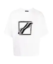 sequinned logo-print T-shirt S,M White