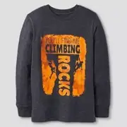 Boys' Cat & Jack You'll Find Me Climbing Rocks Coal Gray Long Sleeve Shirt, XXL