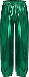 [Kvysinly] Kids Girls Shiny Metallic Hip Hop Street Dance Harem Pants Gymnastics Yoga Trousers Sport Fitness Sweatpants