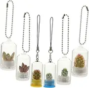 Kisangel 6Pcs Miniature Glass Vase Keychain Terrarium Pendant for Propagation Decorative Micro Plant Holder Portable Hydroponic Planter Elegant Keychain Accessory