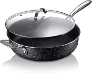 Granitestone Sauté Pan with Lid - 5.5 Quart. Non Stick Deep Frying Pan with Lid