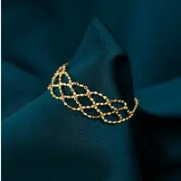 在飛比找蝦皮購物優惠-唯美手工輕珠寶訂制 18K金黃金 氣質蕾絲戒指 鏤空編織軟戒