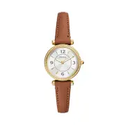 Fossil Carlie Three-Hand Medium Brown LiteHide Leather Watch ES5297