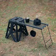 Folding Grid Table Iron Outdoor Foldable Table Side Hanging Table for Hiking BBQ